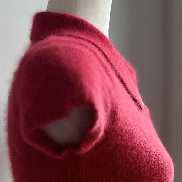 Vintage Limited Cerise Angora Knit Top with Short Sleeves & Ribbed Waist – US XS - Picture 5 of 13
